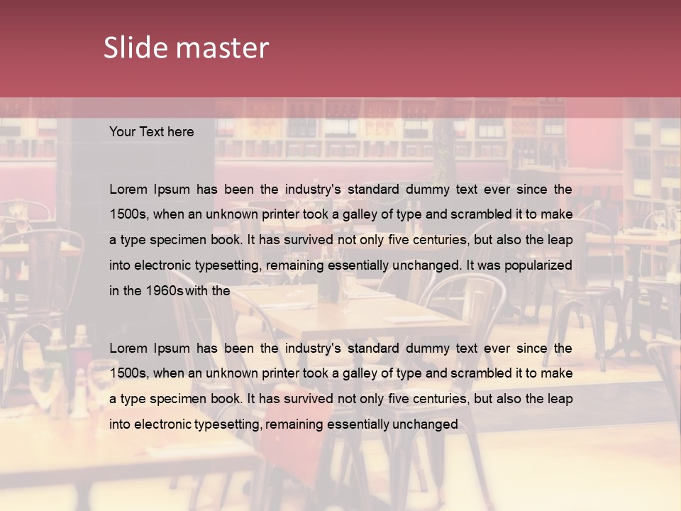 A Restaurant With Many Tables And Chairs PowerPoint Template
