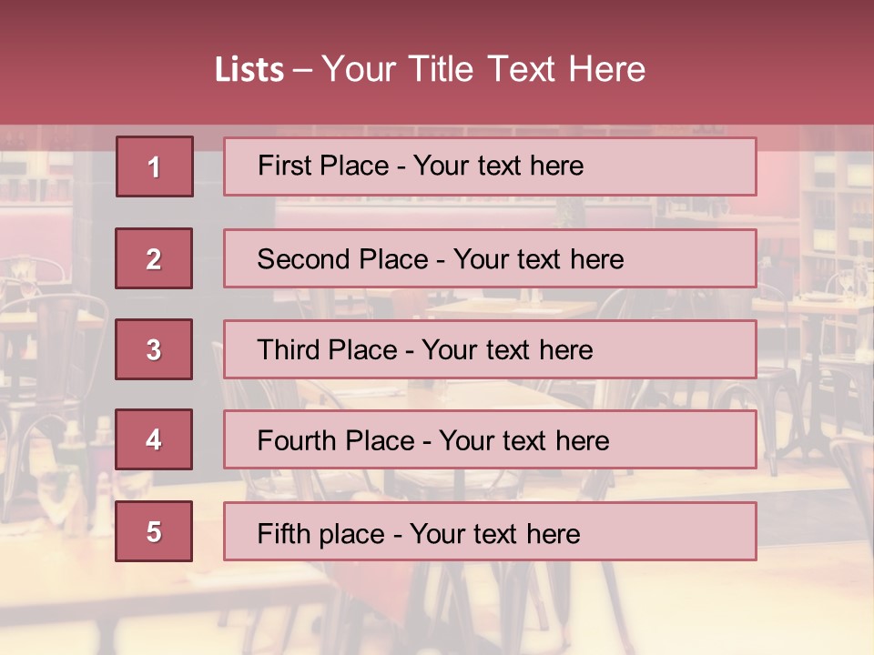 A Restaurant With Many Tables And Chairs PowerPoint Template