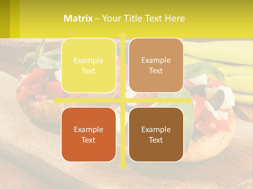 A Wooden Cutting Board Topped With Pizzas Covered In Toppings PowerPoint Template