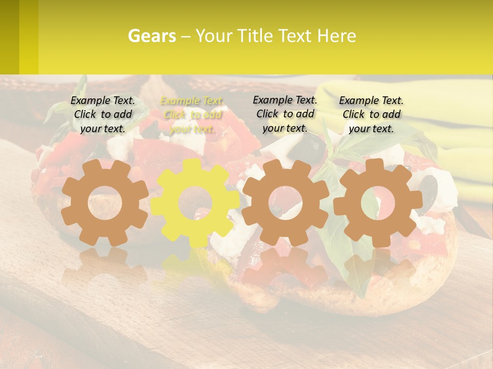 A Wooden Cutting Board Topped With Pizzas Covered In Toppings PowerPoint Template