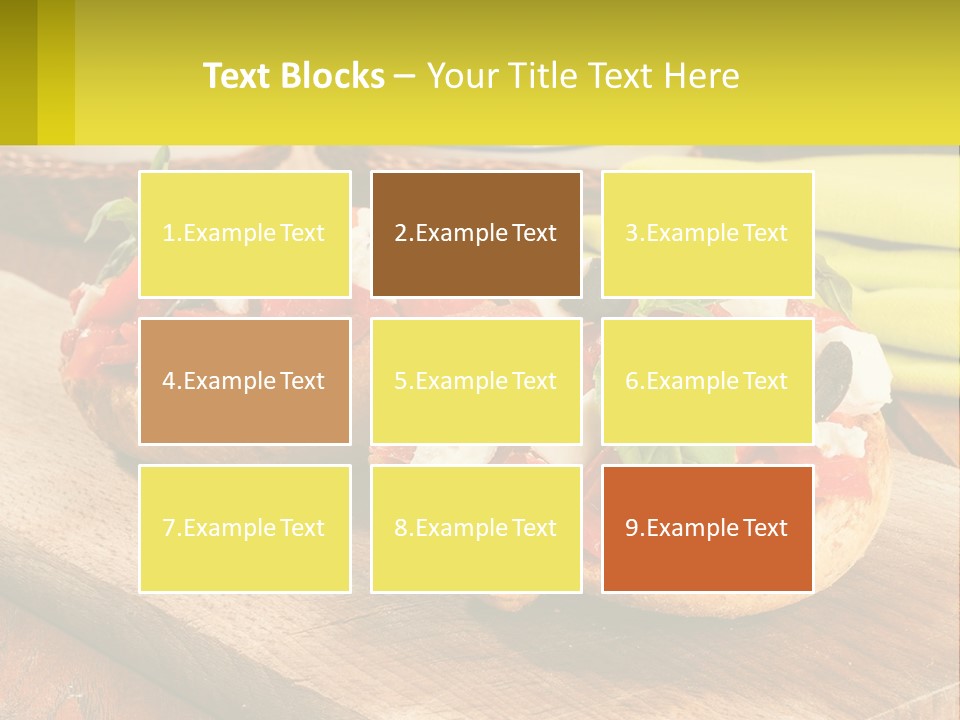 A Wooden Cutting Board Topped With Pizzas Covered In Toppings PowerPoint Template