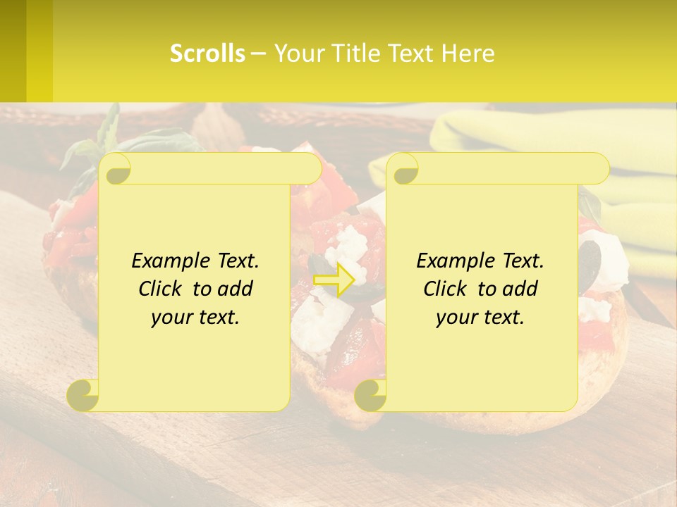 A Wooden Cutting Board Topped With Pizzas Covered In Toppings PowerPoint Template