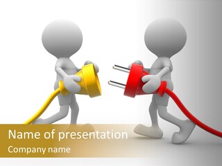 Two People With A Red And Yellow Hose Connected To Each Other PowerPoint Template