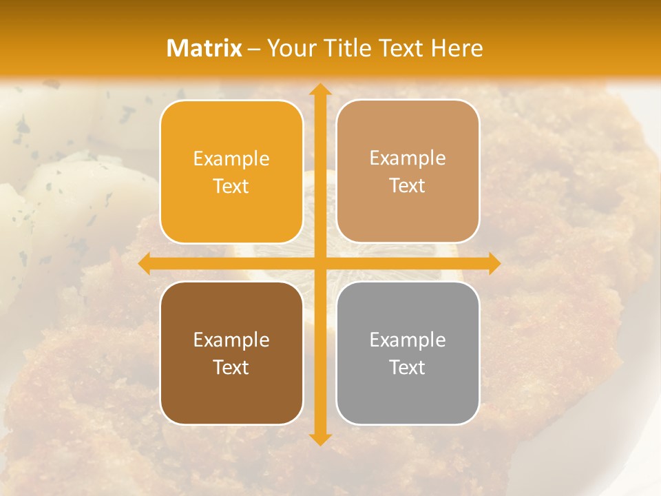 A Plate Of Food With Potatoes And A Lemon On It PowerPoint Template