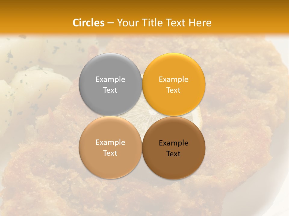 A Plate Of Food With Potatoes And A Lemon On It PowerPoint Template