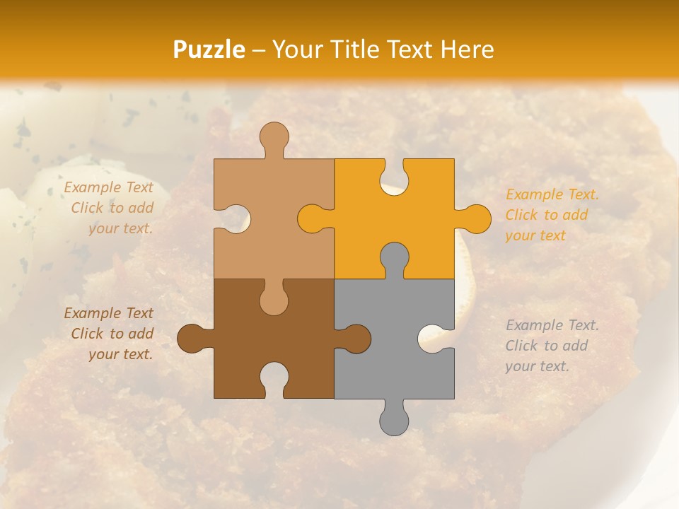 A Plate Of Food With Potatoes And A Lemon On It PowerPoint Template