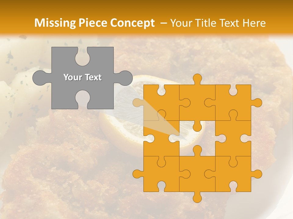 A Plate Of Food With Potatoes And A Lemon On It PowerPoint Template