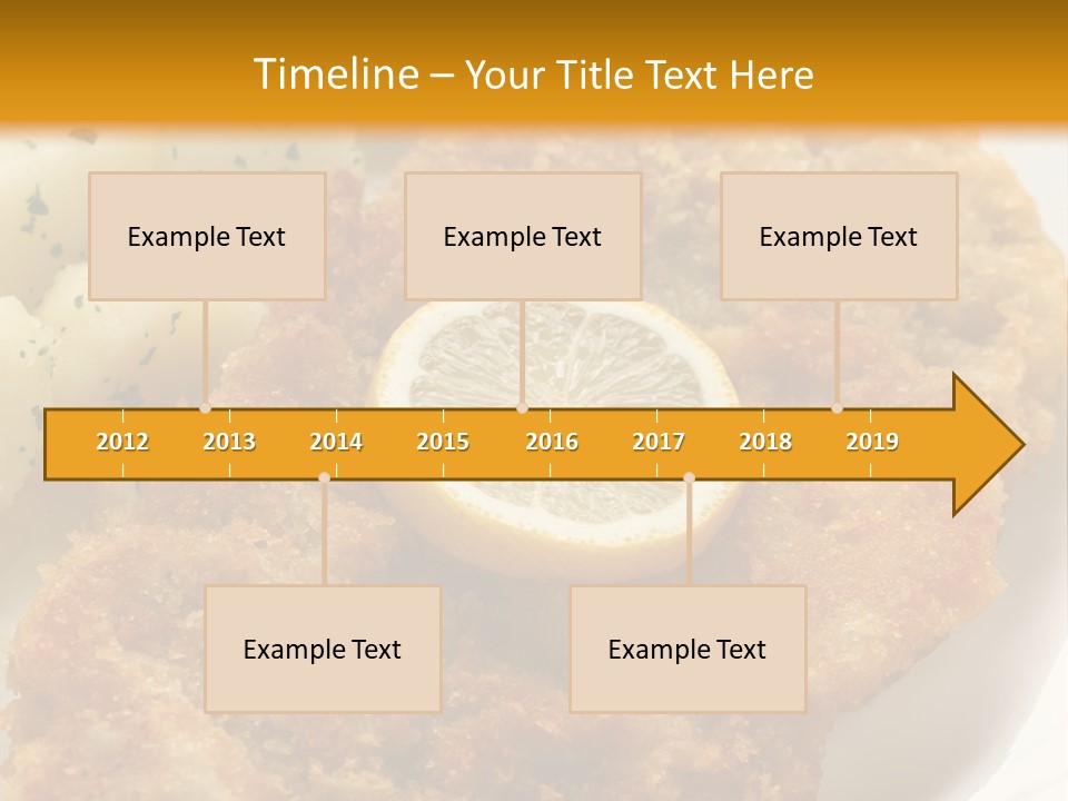 A Plate Of Food With Potatoes And A Lemon On It PowerPoint Template