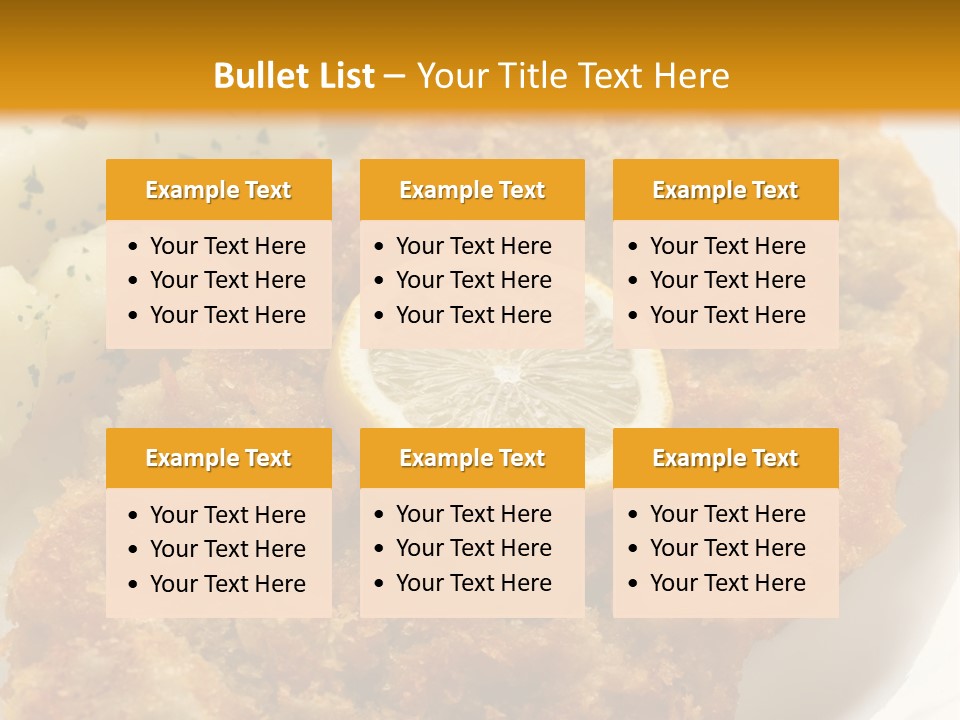 A Plate Of Food With Potatoes And A Lemon On It PowerPoint Template