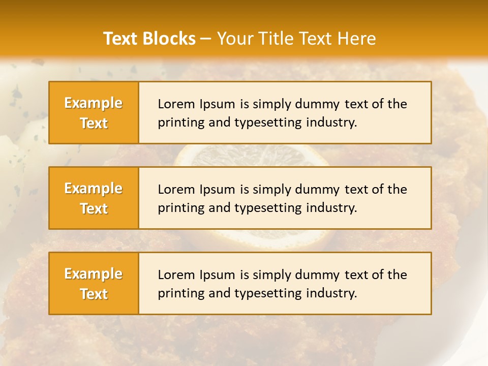 A Plate Of Food With Potatoes And A Lemon On It PowerPoint Template