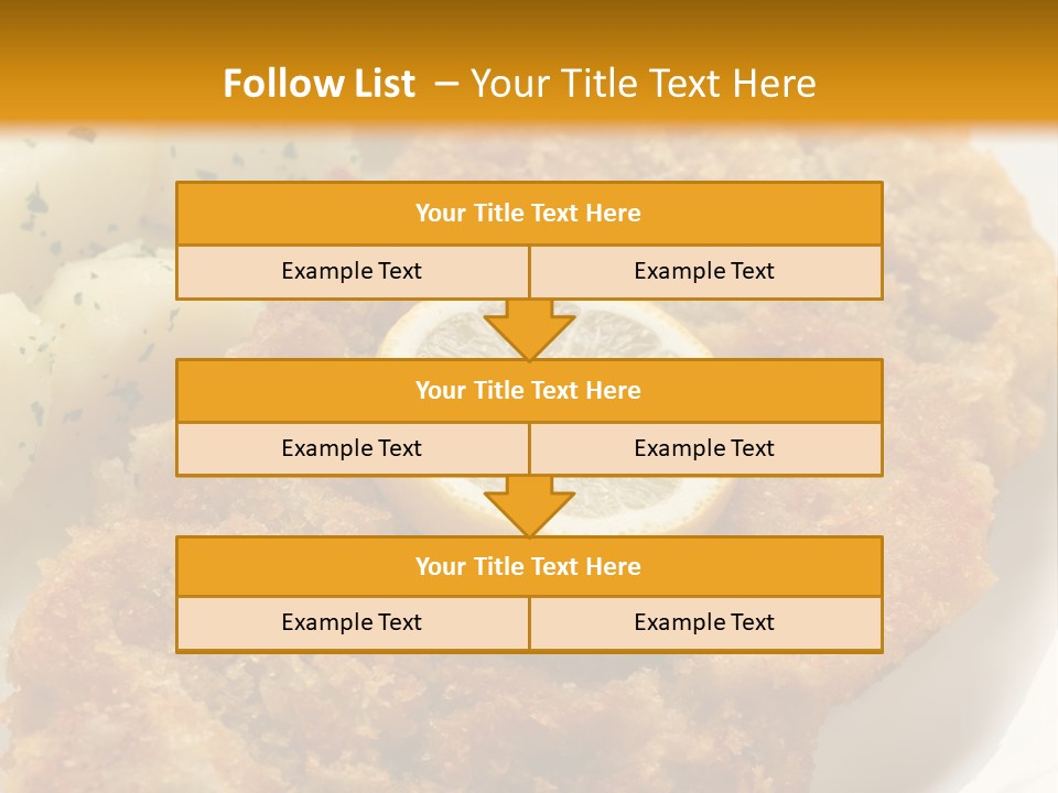A Plate Of Food With Potatoes And A Lemon On It PowerPoint Template