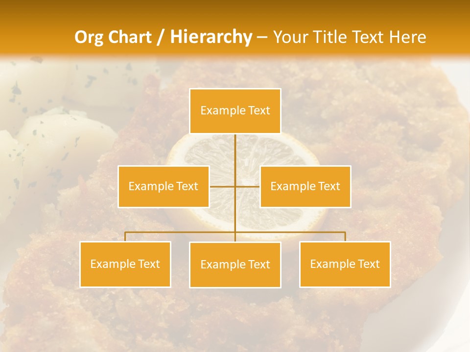 A Plate Of Food With Potatoes And A Lemon On It PowerPoint Template