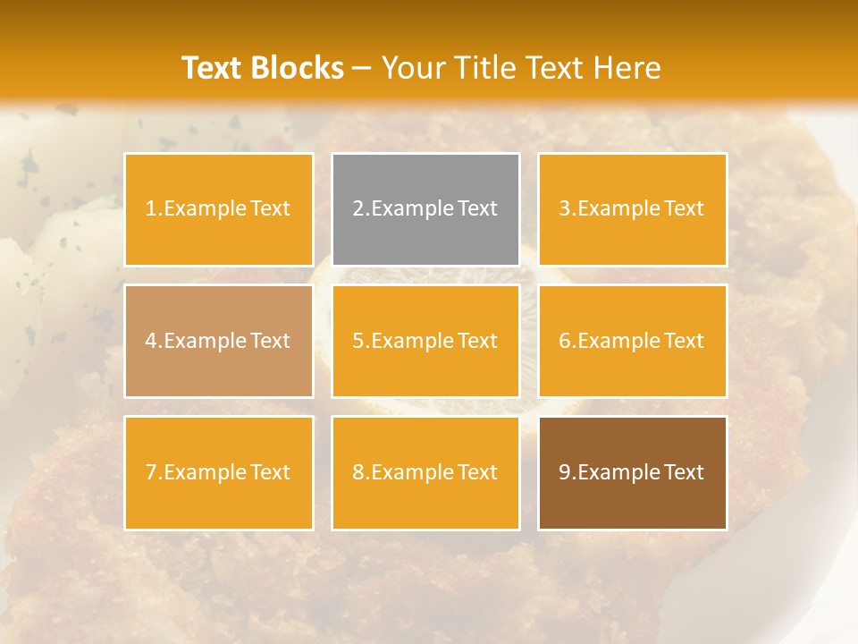 A Plate Of Food With Potatoes And A Lemon On It PowerPoint Template