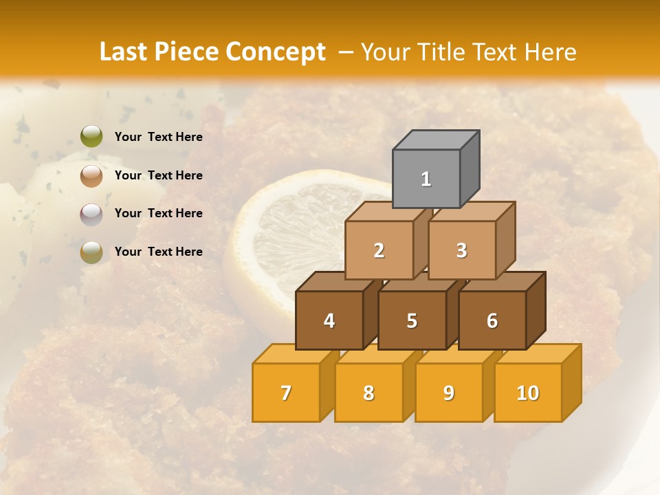 A Plate Of Food With Potatoes And A Lemon On It PowerPoint Template