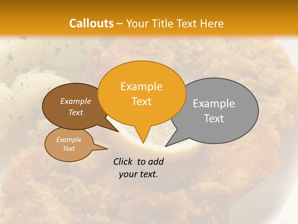 A Plate Of Food With Potatoes And A Lemon On It PowerPoint Template