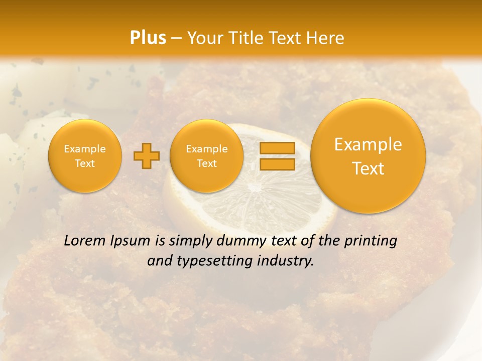 A Plate Of Food With Potatoes And A Lemon On It PowerPoint Template