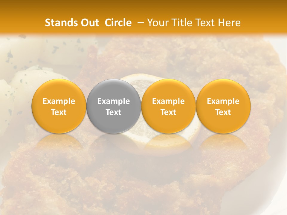 A Plate Of Food With Potatoes And A Lemon On It PowerPoint Template