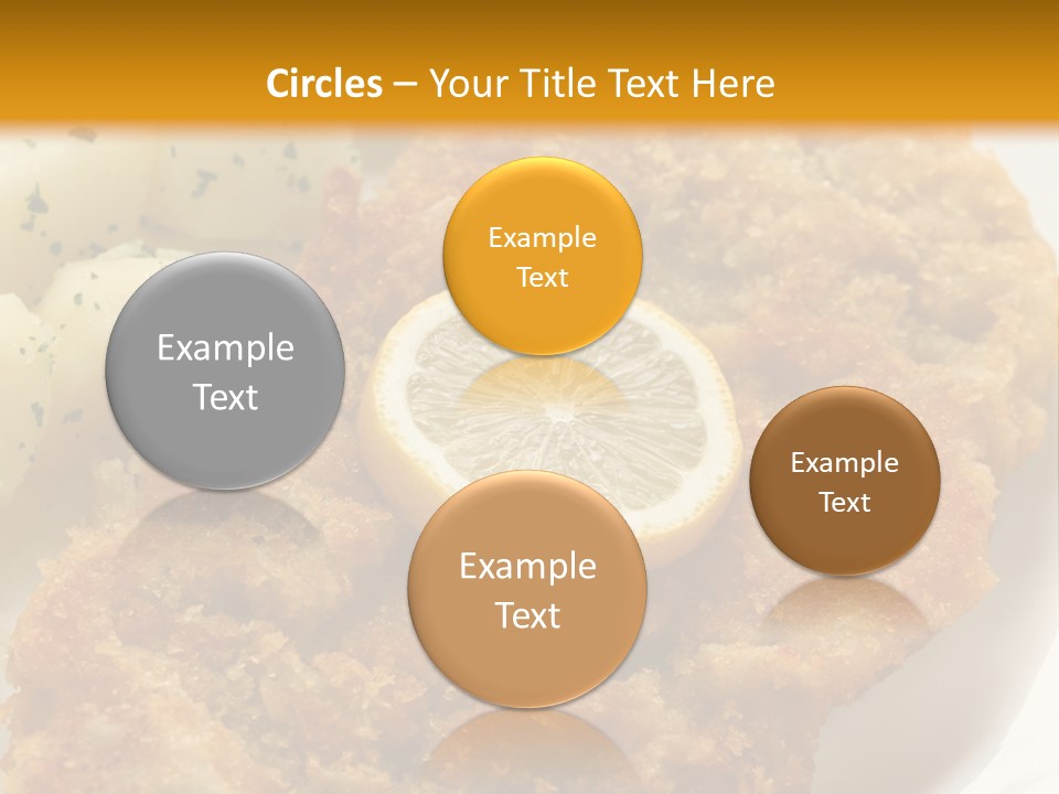 A Plate Of Food With Potatoes And A Lemon On It PowerPoint Template