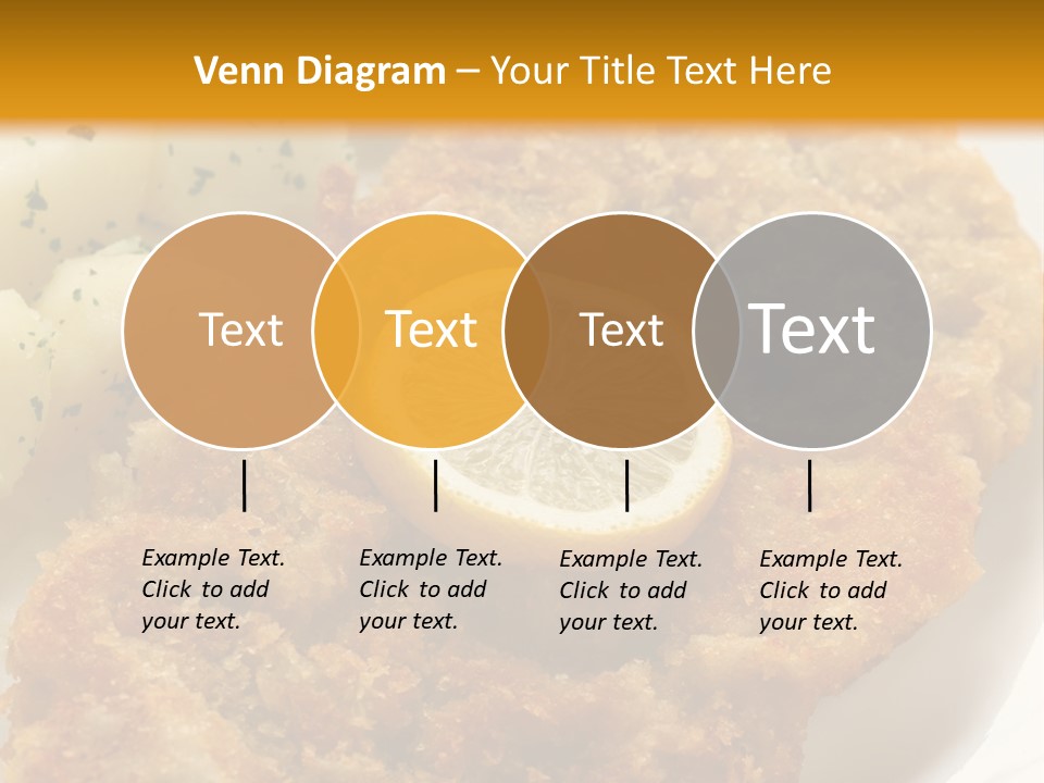 A Plate Of Food With Potatoes And A Lemon On It PowerPoint Template