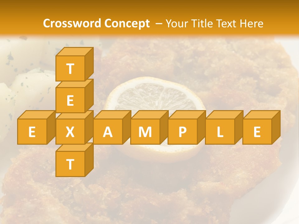 A Plate Of Food With Potatoes And A Lemon On It PowerPoint Template