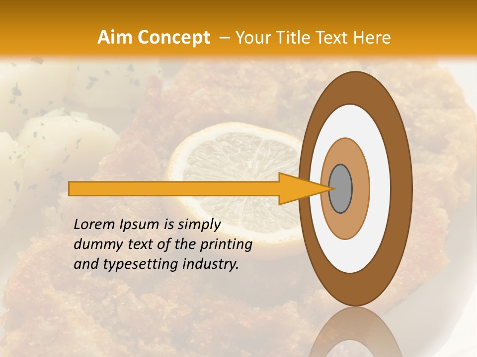 A Plate Of Food With Potatoes And A Lemon On It PowerPoint Template