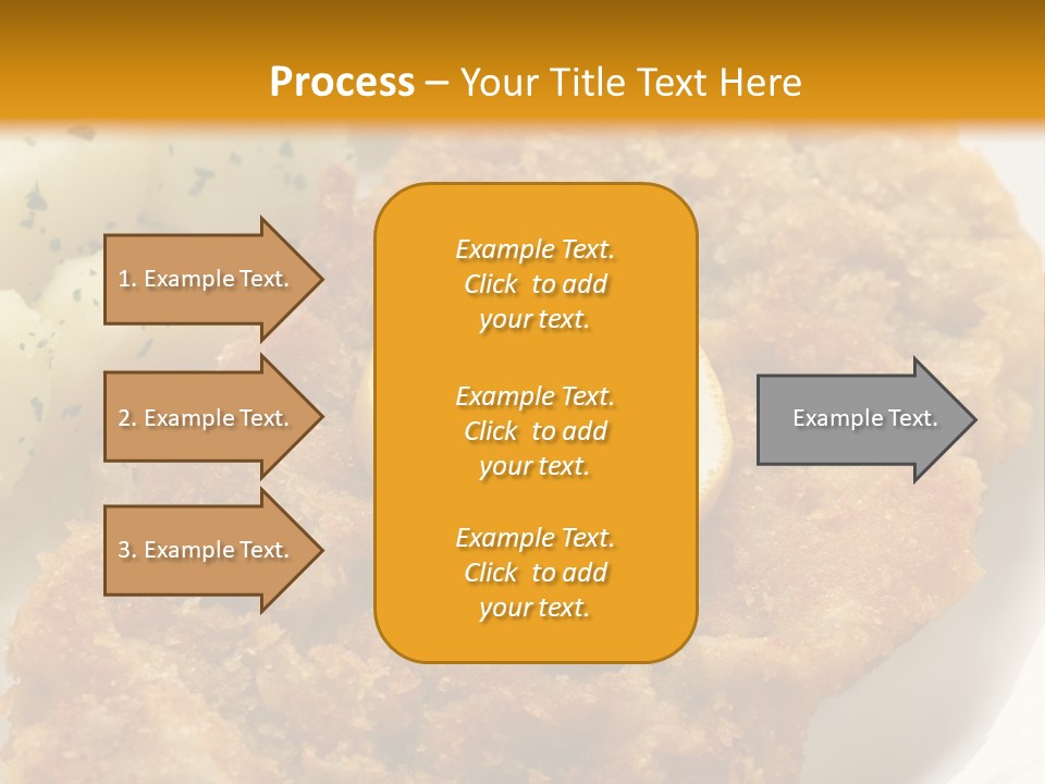 A Plate Of Food With Potatoes And A Lemon On It PowerPoint Template