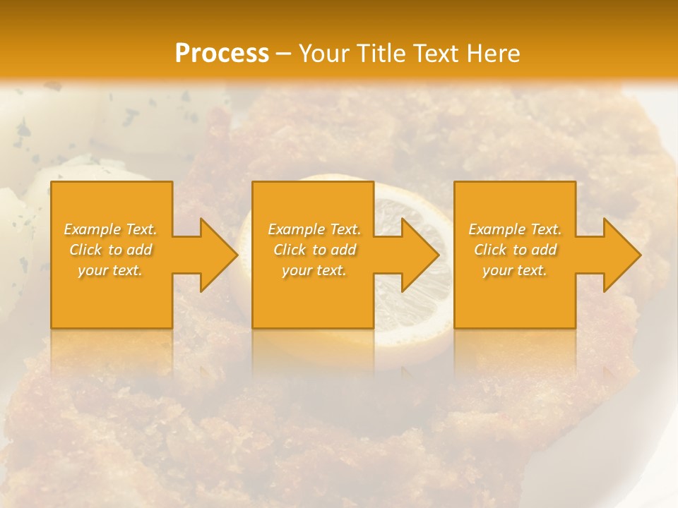 A Plate Of Food With Potatoes And A Lemon On It PowerPoint Template