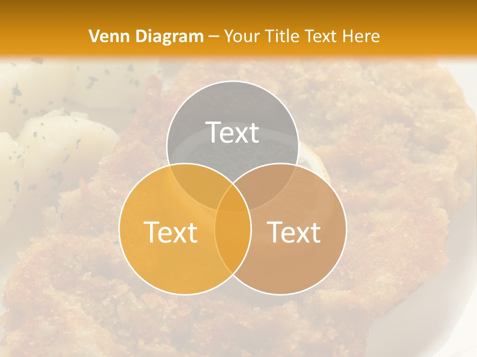 A Plate Of Food With Potatoes And A Lemon On It PowerPoint Template