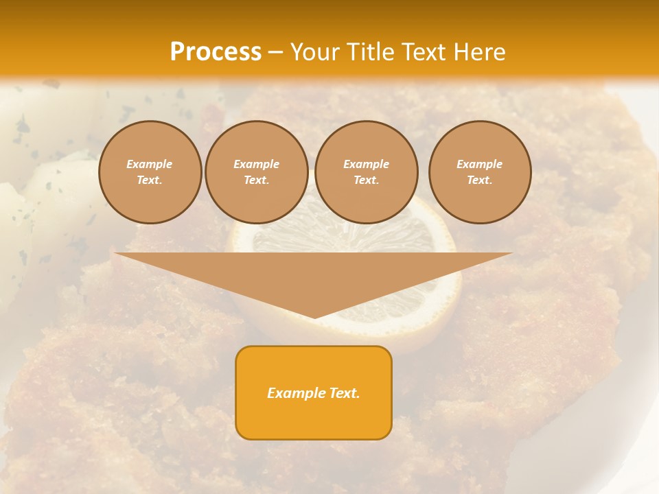 A Plate Of Food With Potatoes And A Lemon On It PowerPoint Template