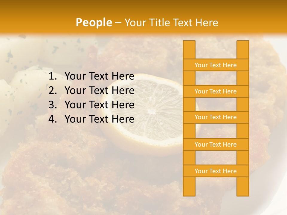 A Plate Of Food With Potatoes And A Lemon On It PowerPoint Template