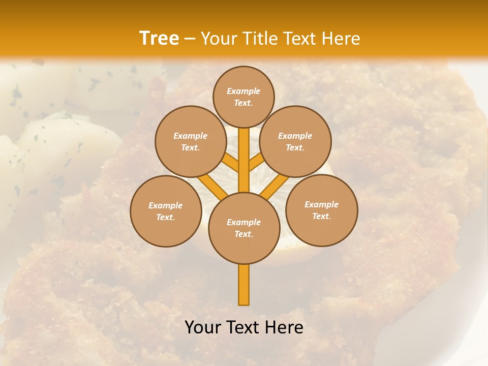 A Plate Of Food With Potatoes And A Lemon On It PowerPoint Template