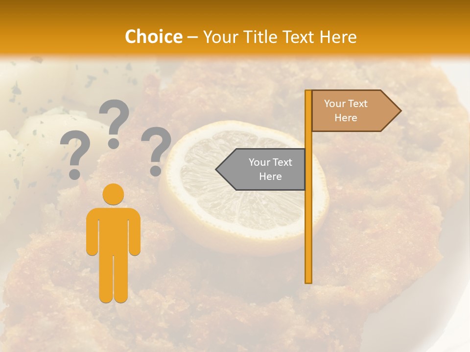 A Plate Of Food With Potatoes And A Lemon On It PowerPoint Template