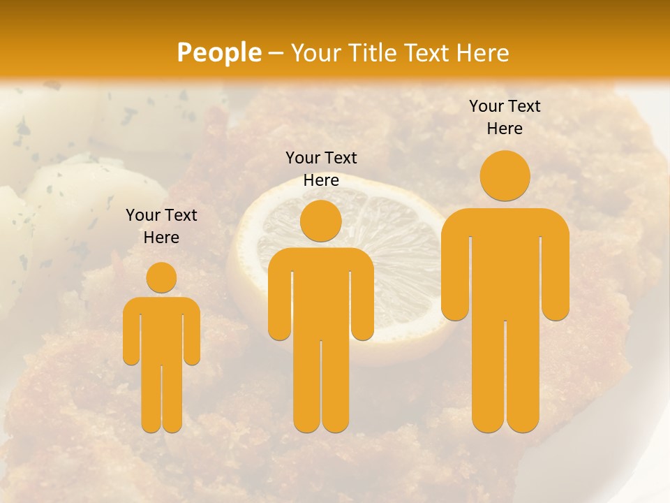 A Plate Of Food With Potatoes And A Lemon On It PowerPoint Template