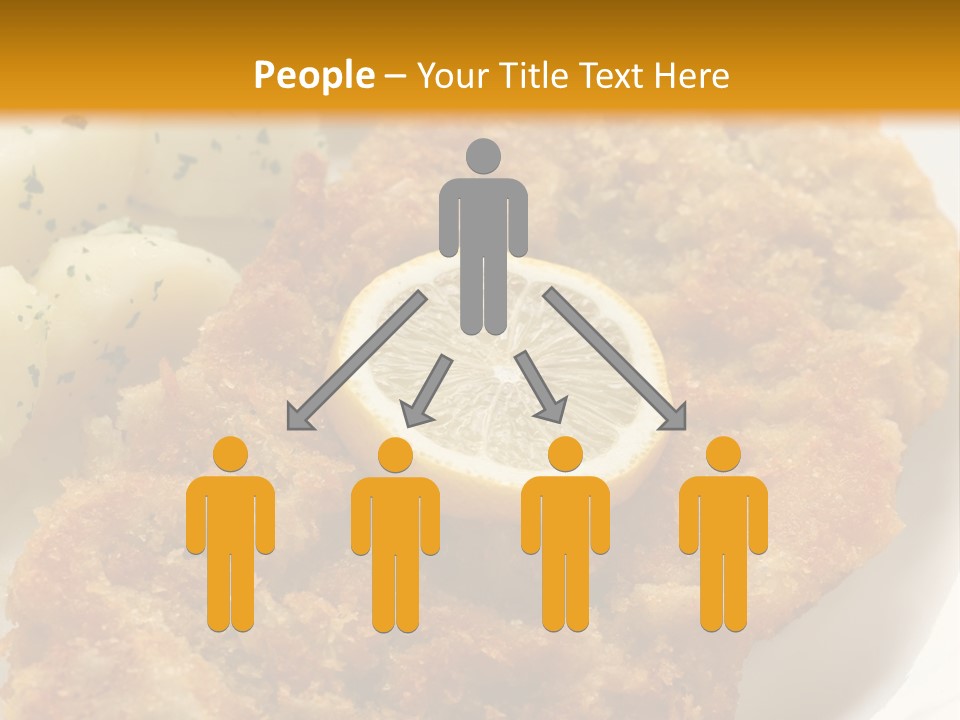 A Plate Of Food With Potatoes And A Lemon On It PowerPoint Template