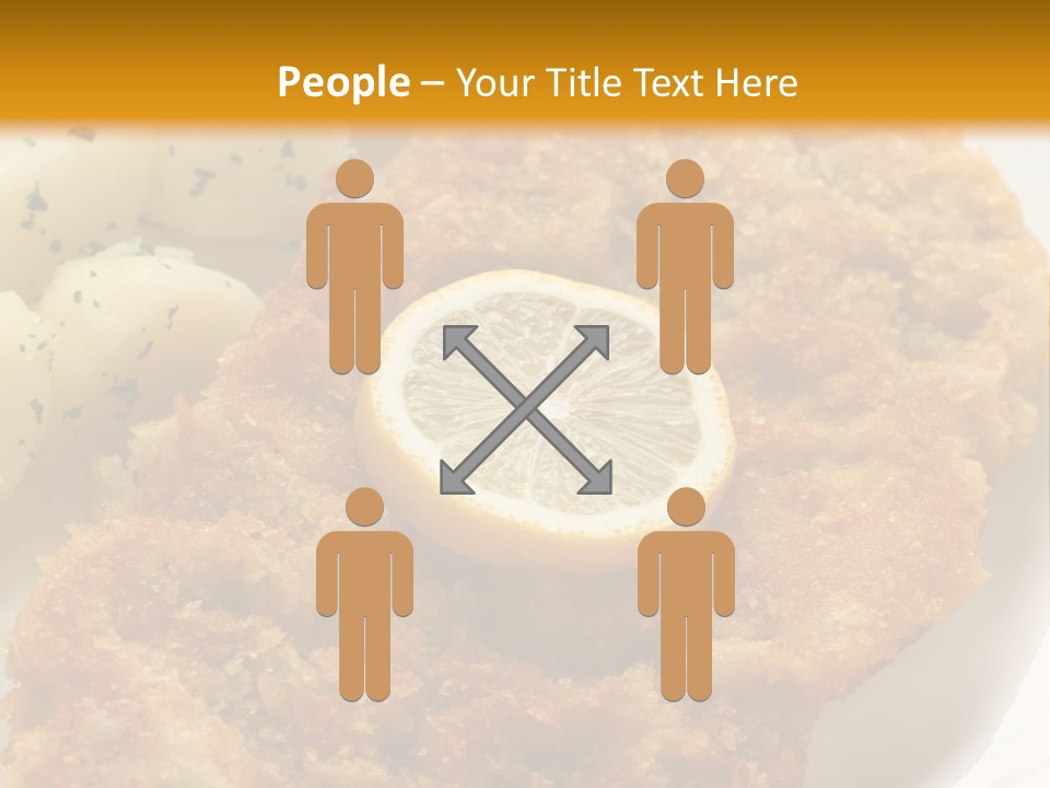 A Plate Of Food With Potatoes And A Lemon On It PowerPoint Template