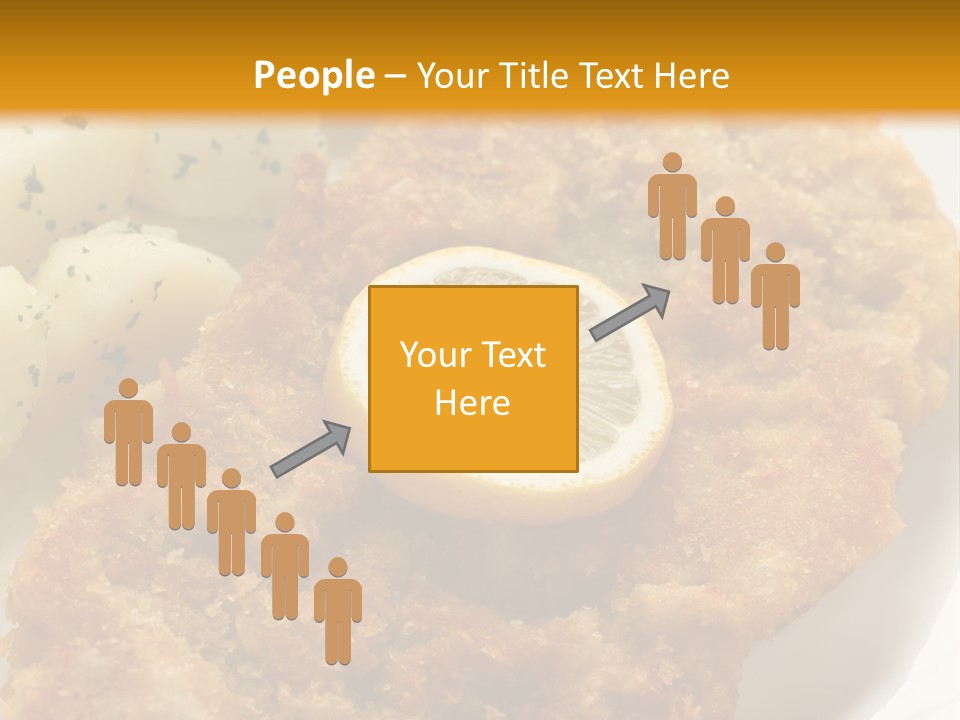 A Plate Of Food With Potatoes And A Lemon On It PowerPoint Template