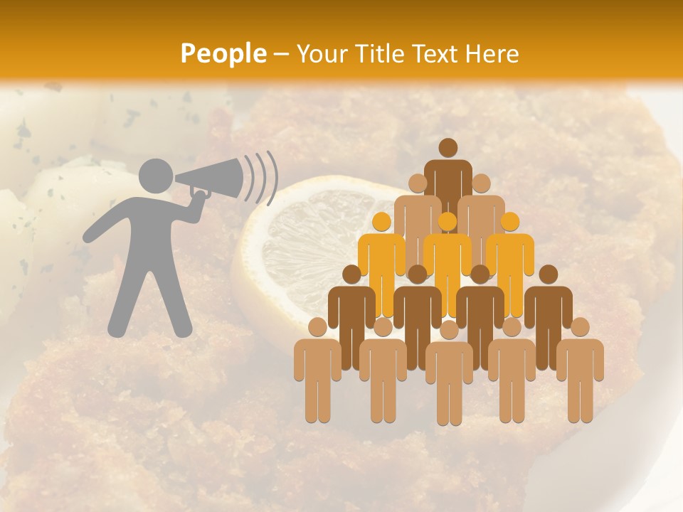 A Plate Of Food With Potatoes And A Lemon On It PowerPoint Template