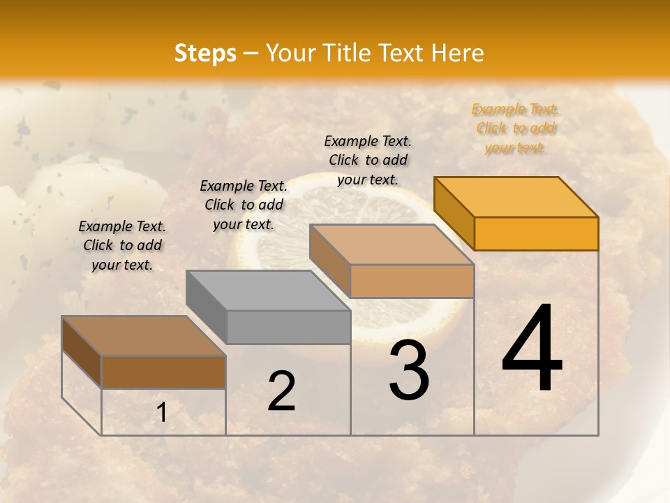 A Plate Of Food With Potatoes And A Lemon On It PowerPoint Template