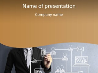 A Man In A Suit Writing On A Board PowerPoint Template