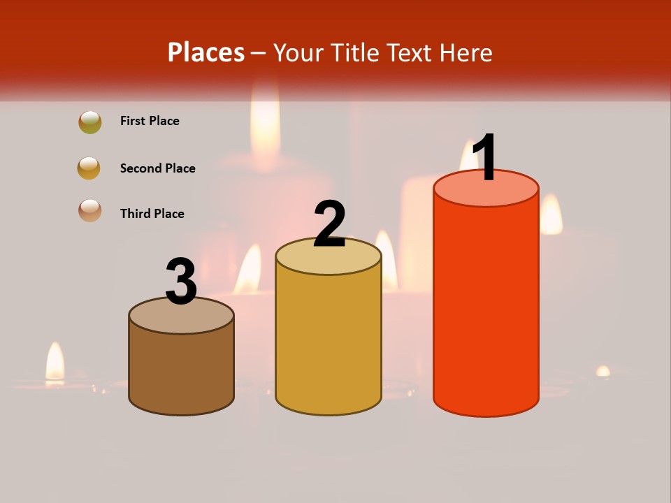 A Group Of Lit Candles On A Table PowerPoint Template