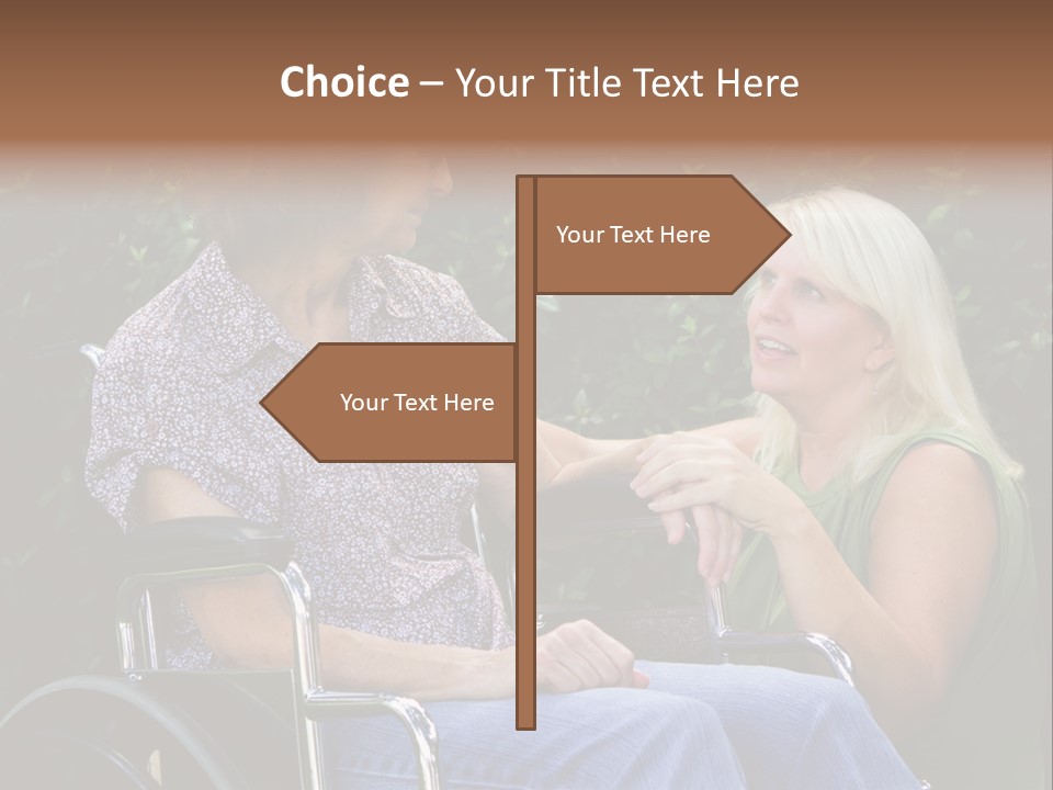 A Woman In A Wheel Chair Talking To Another Woman PowerPoint Template