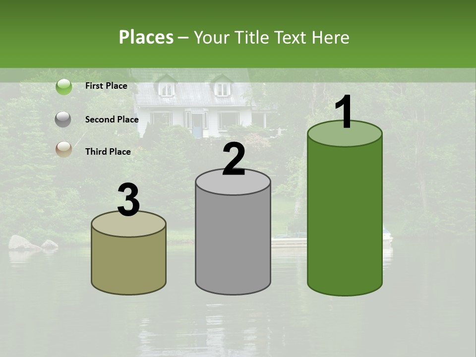 A Boat Is In The Water Near A House PowerPoint Template