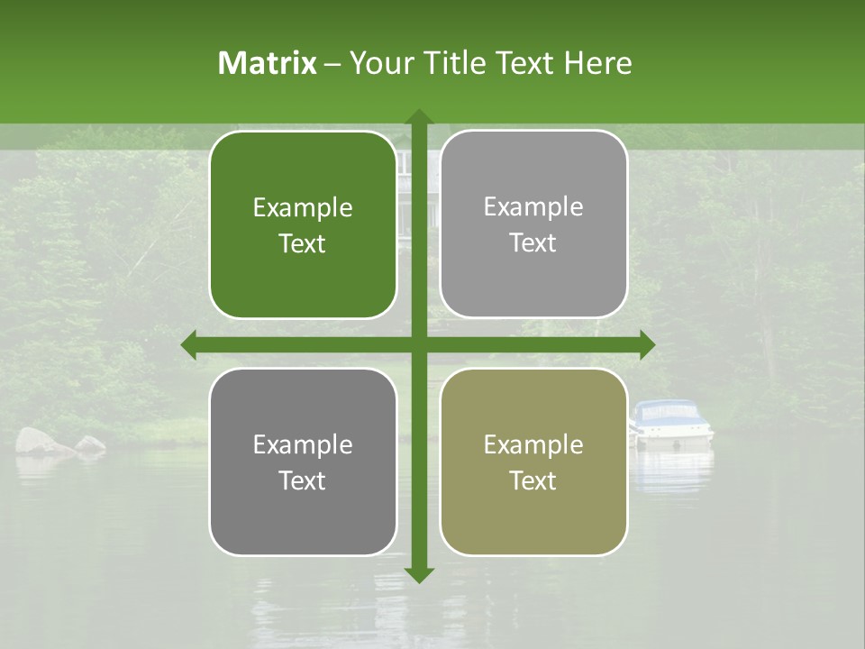 A Boat Is In The Water Near A House PowerPoint Template