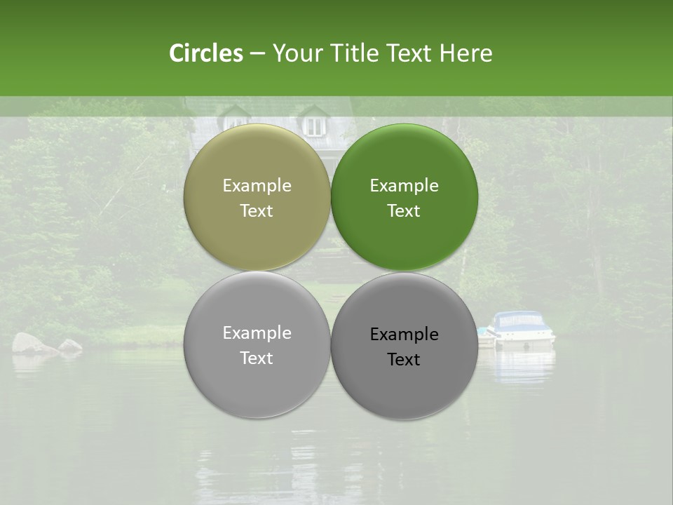 A Boat Is In The Water Near A House PowerPoint Template