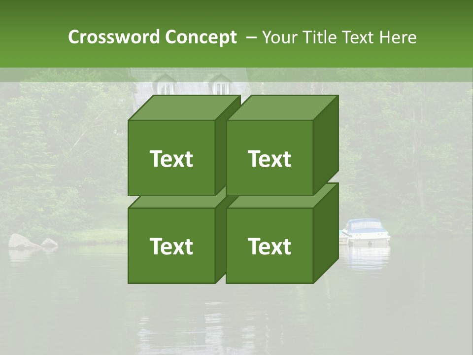 A Boat Is In The Water Near A House PowerPoint Template