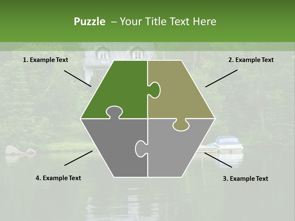 A Boat Is In The Water Near A House PowerPoint Template