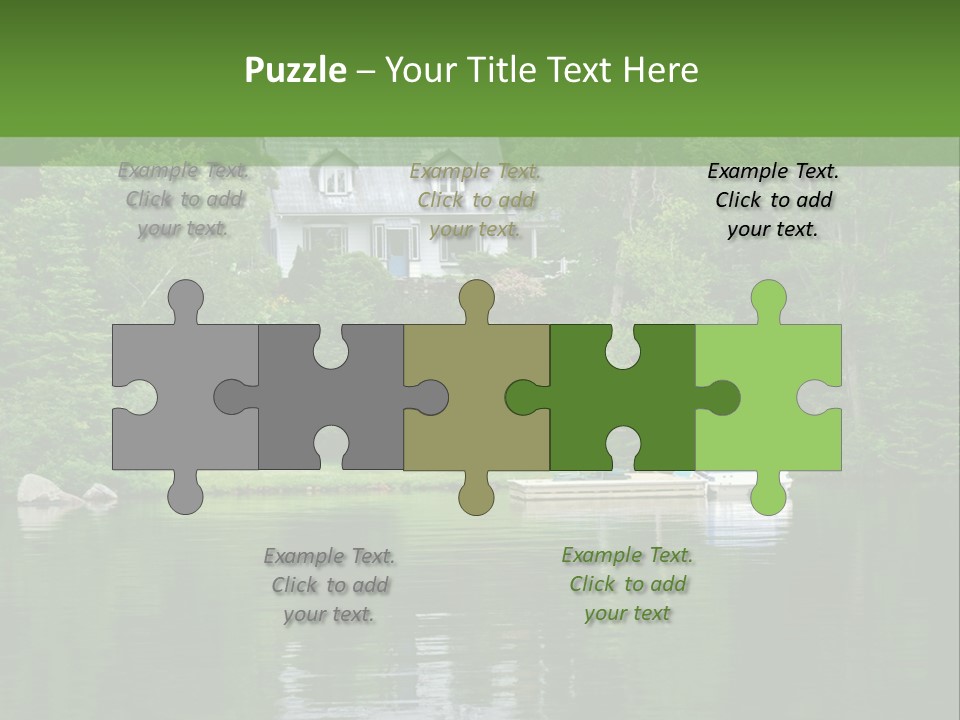 A Boat Is In The Water Near A House PowerPoint Template