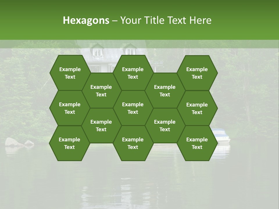 A Boat Is In The Water Near A House PowerPoint Template