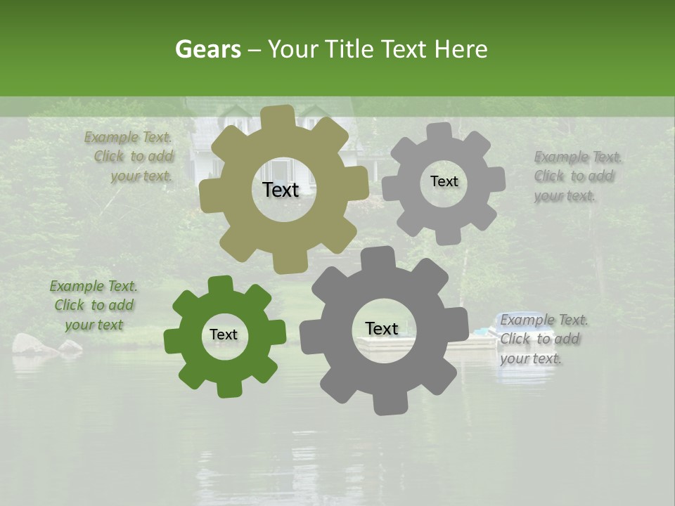 A Boat Is In The Water Near A House PowerPoint Template