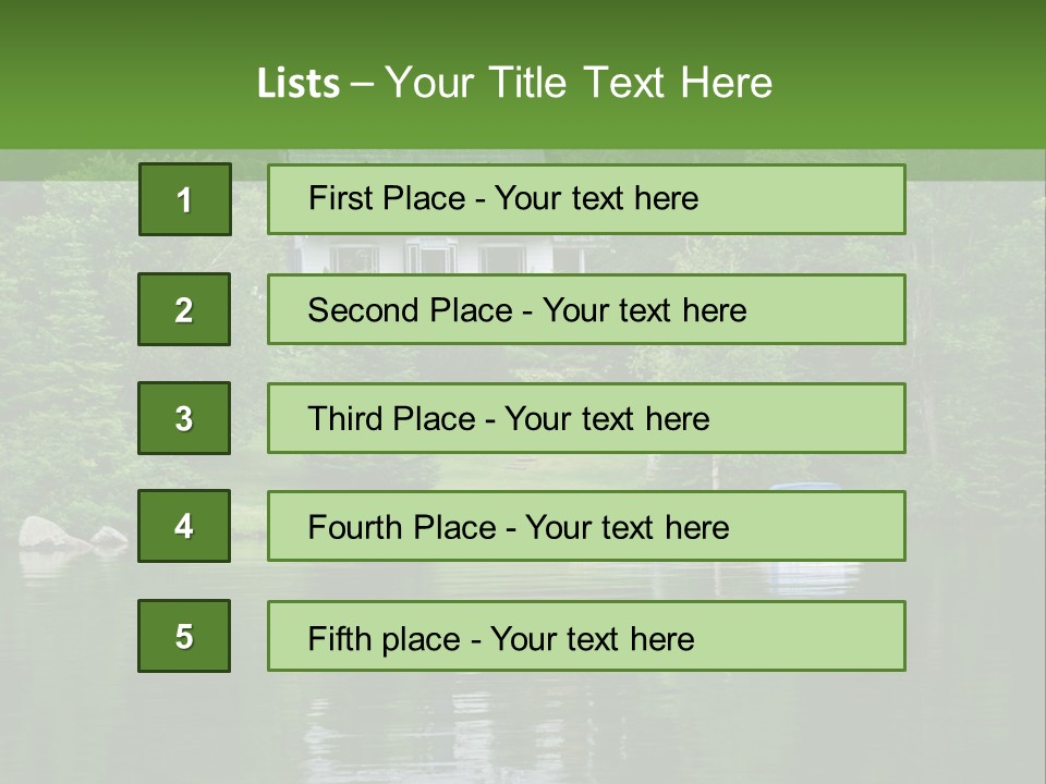 A Boat Is In The Water Near A House PowerPoint Template